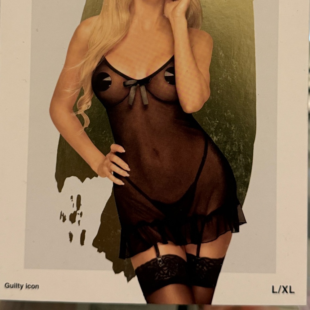 Penthouse Sheer Black Chemise with Thong - Picture 5 of 12